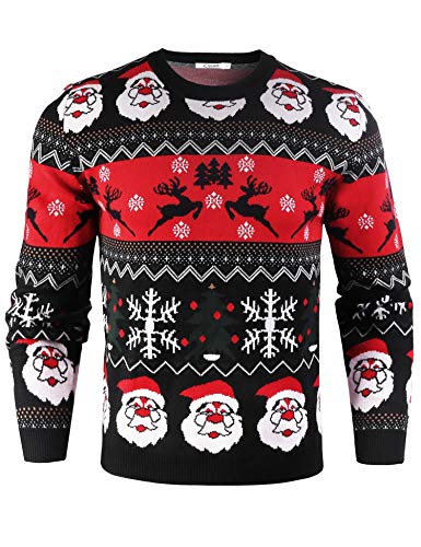 iClosam SuéTer De Hombre Y Mujer Unisex Navidad Cuello Redondo Esencial Navideño Pullover De Punto Jersey Sudaderas Sweater Invierno