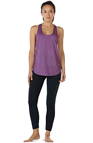 icyzone Camiseta sin Mangas de Fitness para Mujer Chaleco Deportivo, Pack de 2 (M, Gris/UVA Morada)