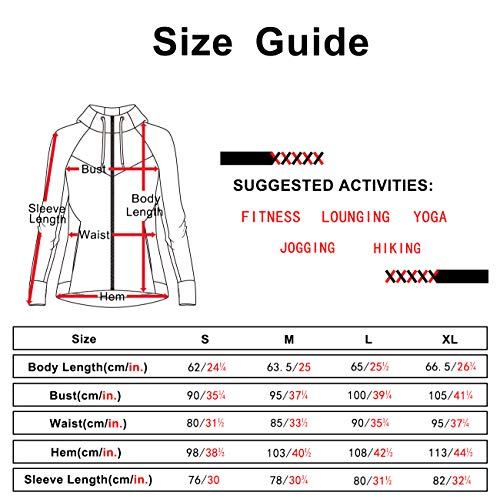 icyzone Chaqueta deportiva para mujer con cremallera, chaqueta de entrenamiento con capucha, sudadera de manga larga para el invierno Coral rojo. L