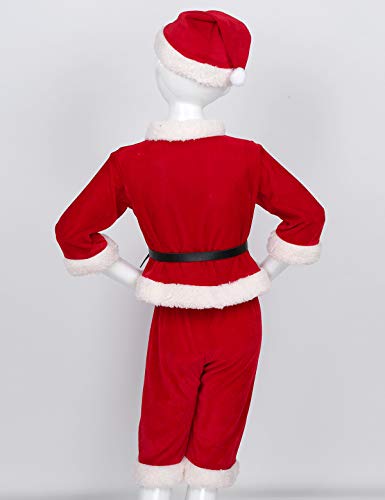 IEFIEL Disfraz Navidad Papá Noel Santa Claus para Bebé Niño Niña Vestido/Chaqueta Manga Larga Pantalones Gorro Traje Navideño Invierno Rojo Niño 2-3 años