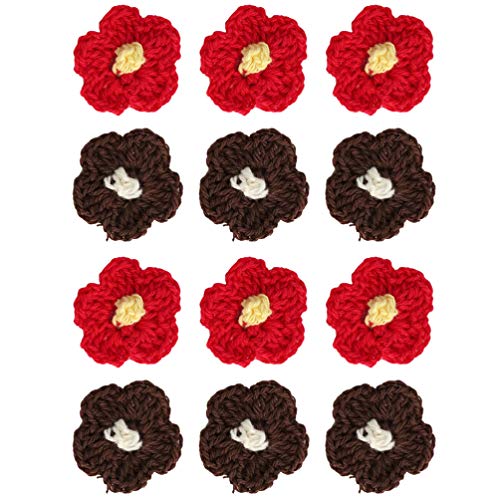 ifundom 20 Piezas de Flores de Ganchillo Artesanía Costura Flores Apliques Adornos para Sombreros Costura de Ropa (Color Mixto)