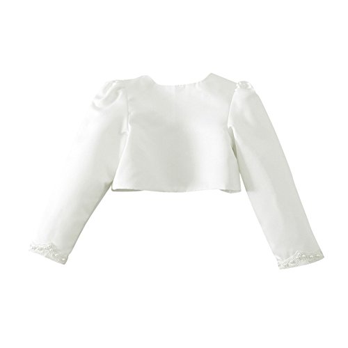 iiniim Bolero Blanco con Perla Chaquetas Niña Elegante Capa Manga Larga Princesa Chaqueta Corto para Vestido Traje Infantil de Fiesta Boda Dama de Honor Bautizo Shrug Blanco 9-10 años