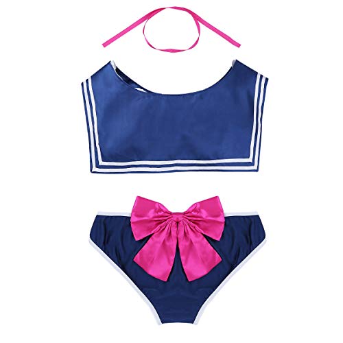 iiniim Sexy Disfraz Escuela Mujer Marinero Sexi Movie Girl Traje de Dibujos Animados de Cosplay Picardias Conjunto Colegiala Lencería Erótica Uniforme Escolar Azul Medium