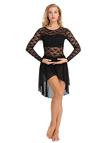 MSemis Maillot Tutú de Danza Ballet para Niña Maillot Espalda Transparente  de Patinaje Artistico Vestido Elegante de Danza Clásica Ropa de Baile