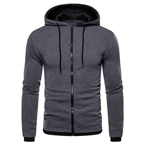 IJKLMNOP Sudadera con Capucha y Cremallera con Capucha para Hombre suéter de Manga Larga con Capucha