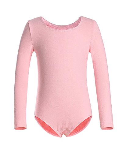 iMixCity Gimnasia Danza Leotardo Traje de Ballet de Manga Larga para Niñas de Ballet Equipamiento Básico con Falda Envolvente (110 (3-4 años de Edad), Rosa)