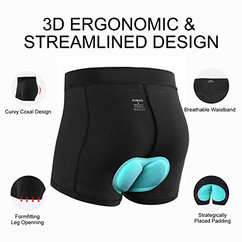 INBIKE Pantalones Cortos Calzoncillos Mujer Ciclismo para Bicicleta, Braguitas De MTB con 3D Acolchado De Gel para Bici Ciclista(Negro,s)