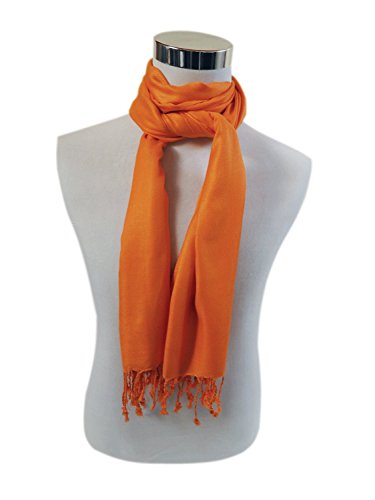 Indian Accesories Pashmina, Bufanda, Foulard, Chal 180 x 70 cm (Naranja)