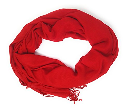 Indian Accesories Pashmina, Bufanda, Foulard, Chal 180 x 70 cm (Rojo)