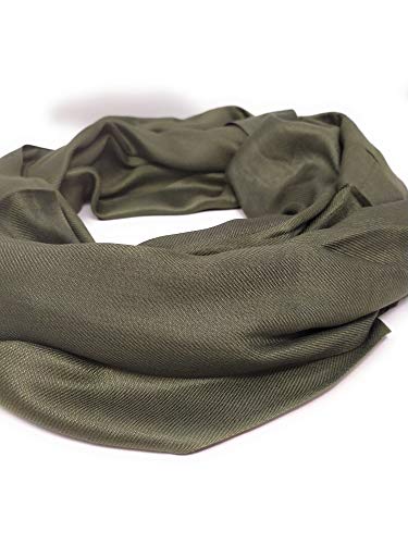 Indian Accesories Pashmina, Bufanda, Foulard, Chal 180 x 70 cm (Verde Oliva)