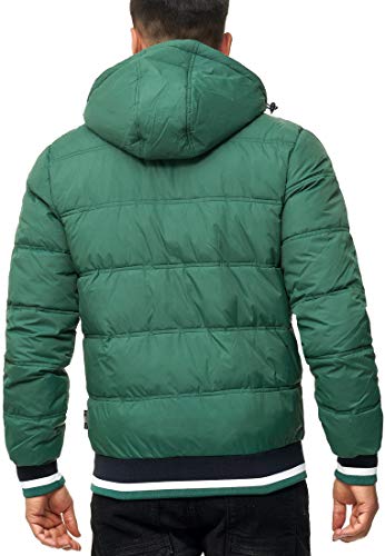 Indicode Caballeros Bacon Chaqueta Acolchada con Look De Plumón Capucha | Caliente Invierno Forrado Entretiempo (Poliéster Acolchado) Chubasquero para Hombres En Smoke Pine M