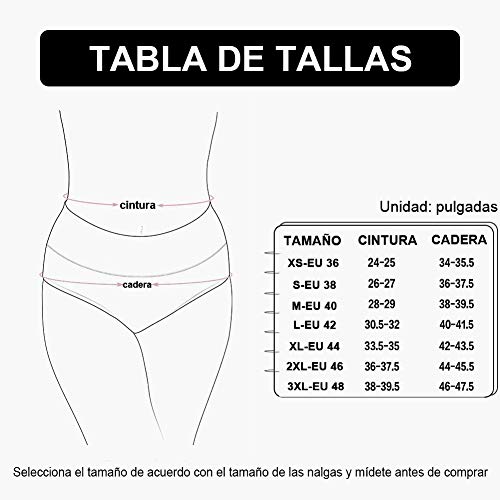 INNERSY Bragas Mujer de Algodón Ropa Interior de Cintura Alta Cómoda y Sexy Braguitas Pack de 5 (3XL-EU 48, Oscuro)