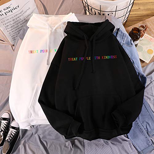 Invierno Casual Harry Styles Tratar a las Personas con Amabilidad S-2XL Mujeres Moda Vintage Casual Punk Letra Hip Hop Sudadera con Capucha