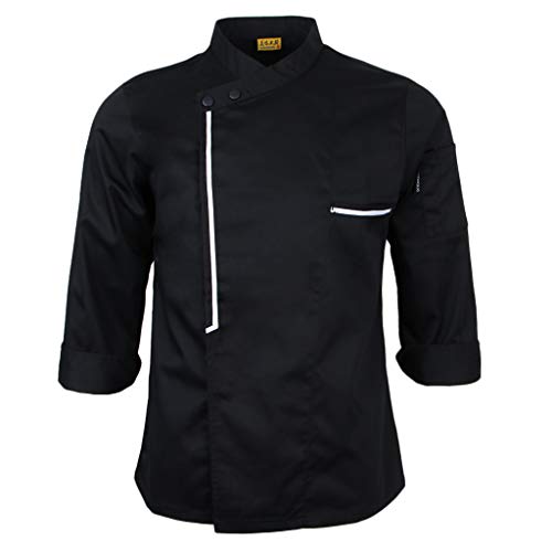 IPOTCH Chaqueta de Chef Cocina Ropa de Hostelería Aficionados - Negro, L