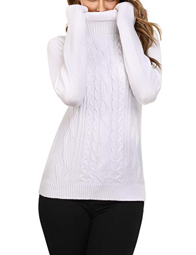 Irevial Jersey Mujer Invierno Cuello Alto, Suéter Mujer Manga Larga Elegante, Pullover Jersey de Punto Mujer Cuello Alto Cálido Turtleneck Sweater para Otoño Invierno