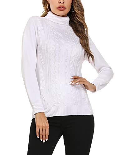 Irevial Jersey Mujer Invierno Cuello Alto, Suéter Mujer Manga Larga Elegante, Pullover Jersey de Punto Mujer Cuello Alto Cálido Turtleneck Sweater para Otoño Invierno