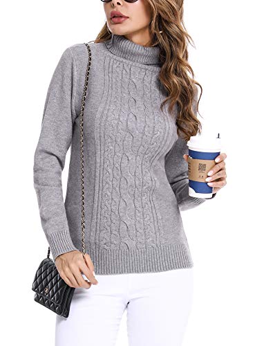 Irevial Jersey Mujer Invierno Cuello Alto, Suéter Mujer Manga Larga Elegante, Pullover Jersey de Punto Mujer Cuello Alto Cálido Turtleneck Sweater para Otoño Invierno