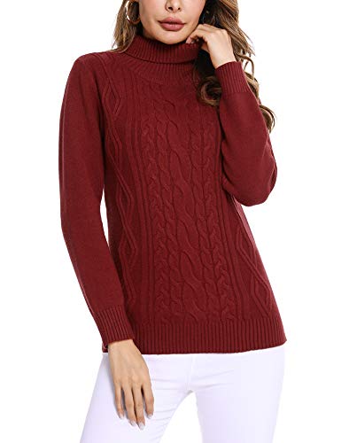 Irevial Jersey Mujer Invierno Cuello Alto, Suéter Mujer Manga Larga Elegante, Pullover Jersey de Punto Mujer Cuello Alto Cálido Turtleneck Sweater para Otoño Invierno