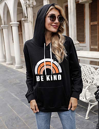 Irevial Sudadera con Capucha Mujer Manga Larga, Sudadera Mujer Deporte con Estampados Patrón de Arco Iris, Hoodie Sudadera con Bolsillo Casual