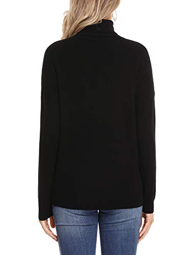 Irevial Suéter Cuello Alto para Mujer Elegante Manga Larga Jersey de Punto Mujer Invierno Cuello Alto Básico Redondo Pullover Tops Suelto para otoño Invierno