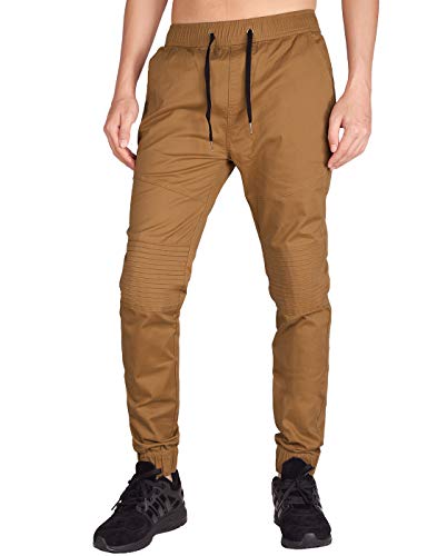 ITALY MORN Pantalon Jogger Motorista Hombre de Moto con Cintura Elástica S Marrón