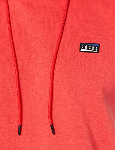 Jack & Jones JCOBADGE Sweat SL Hood Sudadera con Capucha, Coral, S para Hombre