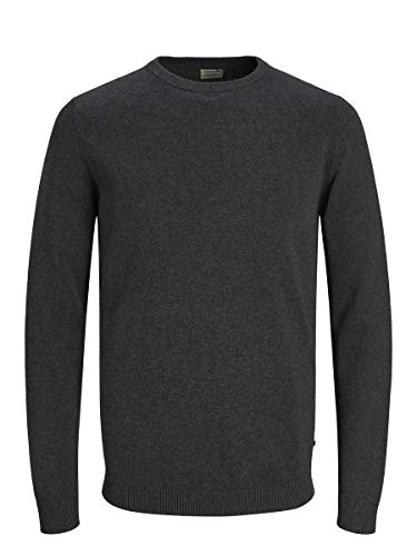 Jack & Jones Jjebasic Knit Crew Neck Noos suéter, Gris (Dark Grey Melange Dark Grey Melange), X-Small para Hombre