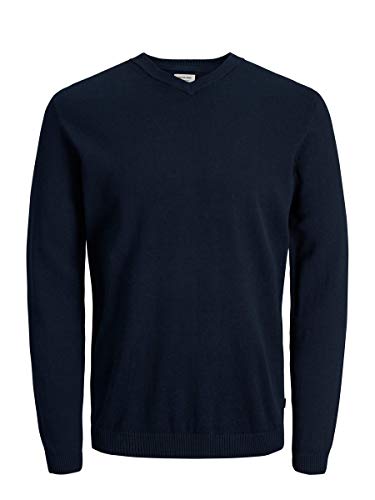 Jack & Jones Jjebasic Knit V-Neck Noos suéter, Azul (Navy Blazer Navy Blazer), Large para Hombre