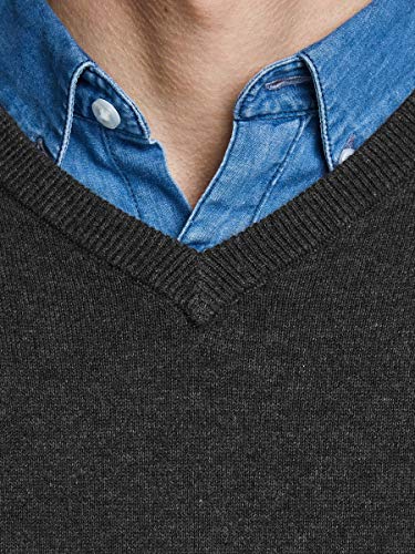 Jack & Jones Jjebasic Knit V-Neck Noos suéter, Gris (Dark Grey Melange Dark Grey Melange), X-Small para Hombre