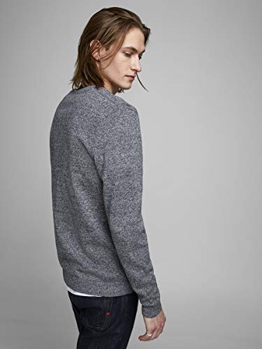 Jack & Jones Jjebasic Knit V-Neck Noos suéter, Gris (Navy Blazer Detail: Twisted with Jet Stream), Medium para Hombre