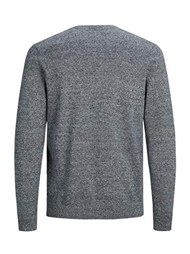 Jack & Jones Jjebasic Knit V-Neck Noos suéter, Gris (Navy Blazer Detail: Twisted with Jet Stream), Small para Hombre