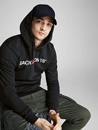 Jack & Jones Jjecorp Logo Sweat Hood Noos Capucha, Negro (Black Detail:Reg Fit), X-Small para Hombre