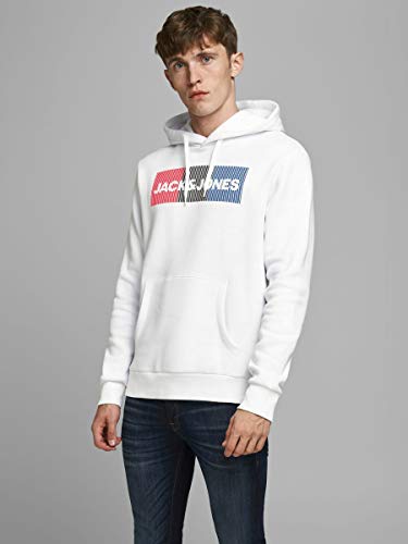 Jack & Jones JJECORP Logo Sweat Hood Noos Sudadera con Capucha, White/Detail: Play/Reg, L Regular para Hombre