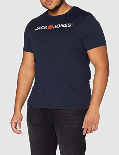 Jack & Jones Jjecorp Logo tee SS Crew Neck Noos Camiseta, Azul (Navy Blazer Detail: Slim Fit), Small para Hombre