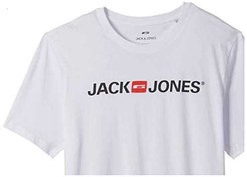 Jack & Jones Jjecorp Logo tee SS Crew Neck Noos Camiseta, Blanco (White Detail: Slim Fit), X-Large para Hombre