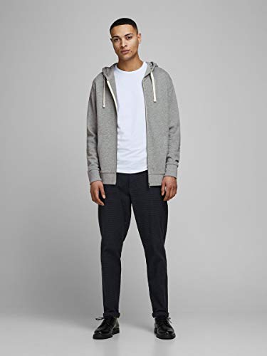 Jack & Jones Jjeholmen Sweat Zip Hood Noos Sudadera, Gris (Light Grey Melange), X-Large para Hombre