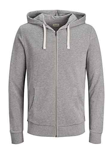 Jack & Jones Jjeholmen Sweat Zip Hood Noos Sudadera, Gris (Light Grey Melange), X-Large para Hombre