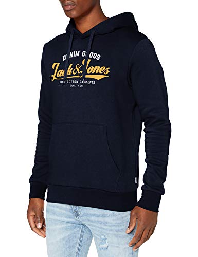 Jack & Jones JJELOGO Sweat Hood 2 Col 20/21 Noos Sudadera con Capucha, Azul Marino, S para Hombre