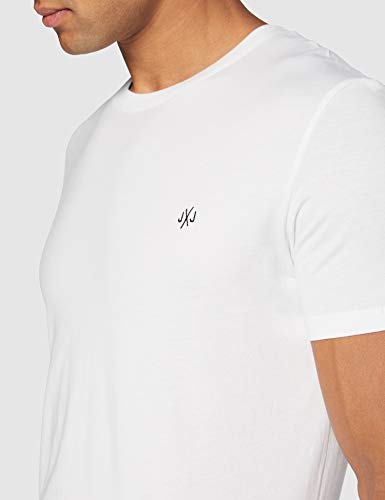 Jack & Jones Jorbasic SS tee Crew Neck 3-Pack Logo Ka Camiseta, Azul (White Detail: Reg Fit/Packed with TEM + Dgm), Large (Pack de 3) para Hombre