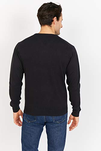 Jack Stuart - Jersey de Algodón Hombre con Cuello de Pico, Negro, M