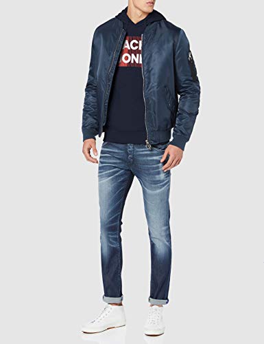 Jack&Jones JJECORP Logo Sweat Hood Noos Sudadera con Capucha, Navy Blazer/Detail:Play - REG, Large para Hombre