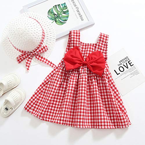 Janly Clearance Sale Conjunto de falda de vestido para niñas de 0 a 4 años, vestido de princesa con lazo, bonito regalo para 12 a 18 meses, día de San Patricio (rojo)