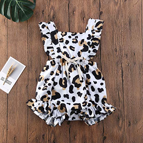 Janly Clearance Sale Enterizo de 0 a 24 meses para niños, recién nacido, bebé, niña, verano, leopardo, volantes, traje de una pieza, para bebés de 0 a 3 meses, regalos de Pascua de San Patricio (café)