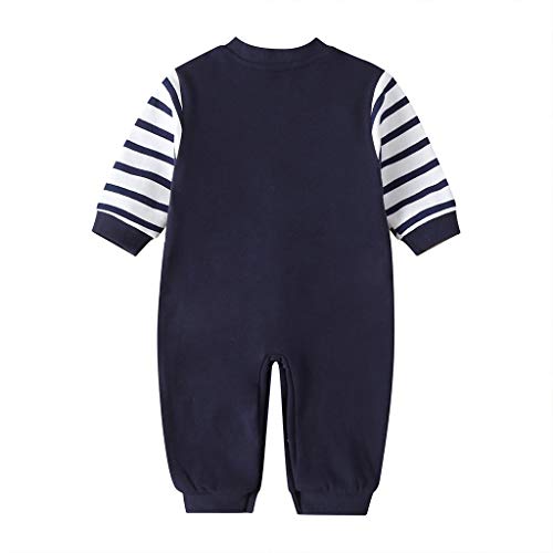 Janly Clearance Sale Enterizo de 0 a 24 meses para niños, recién nacido, bebé, niño, caballero, traje a rayas, para bebés de 6 a 12 meses, regalos de Pascua de San Patricio (azul marino)