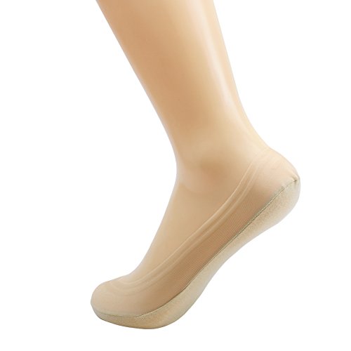 JARSEEN 4Pares Calcetines Invisibles Mujer Cortos Nylon Algodón Calcetines Con Silicona Antideslizante (2Negro+2Beige, EU 39-42)