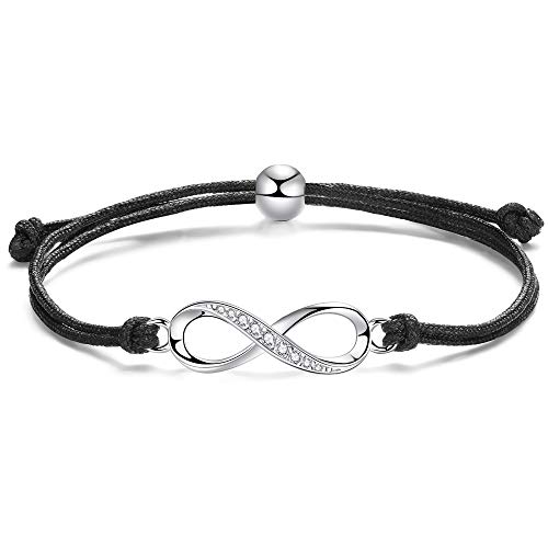 J.Endéar Infinito Amor Amistad Filigrana Cordón Pulsera Regalo para Mujeres Niñas 24cm Ajustable, Hecho a Mano