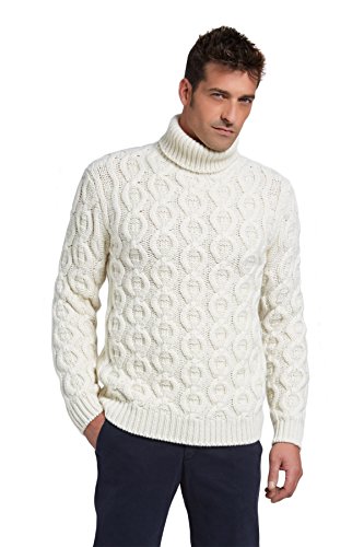 Jersèy Cuello Alto para Hombre in Cashmere - Lana Merino Color Blanco, tamaño L