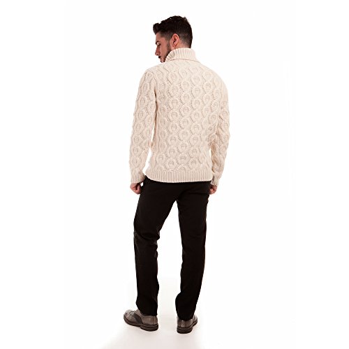 Jersèy Cuello Alto para Hombre in Cashmere - Lana Merino Color Blanco, tamaño L