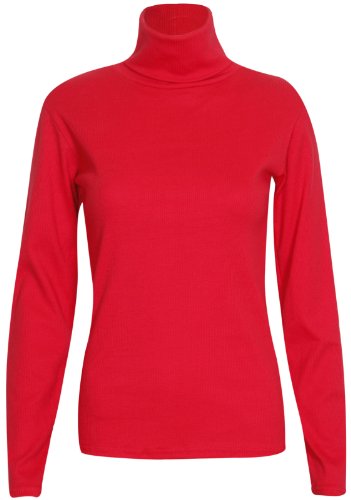 Jersey de cuello alto para mujer, acanalado, manga larga Rojo rosso 40-42