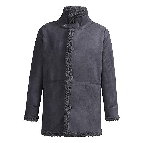 JiaMeng Chaqueta de Piel de Oveja de Invierno Abrigo de Lana cálida con Forro de imitación de Cordero de montaña Chaquetas Militar Cazadora para Hombre cálido Grueso Vintage